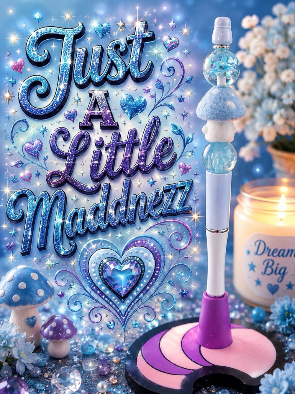 Just A Little Maddnezz Blue Glitter Pen by
